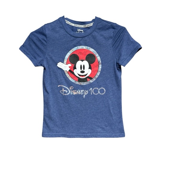 Disney Blue Mickey Mouse 100th Anniversary Tee kids size medium 7/8 - Picture 1 of 5